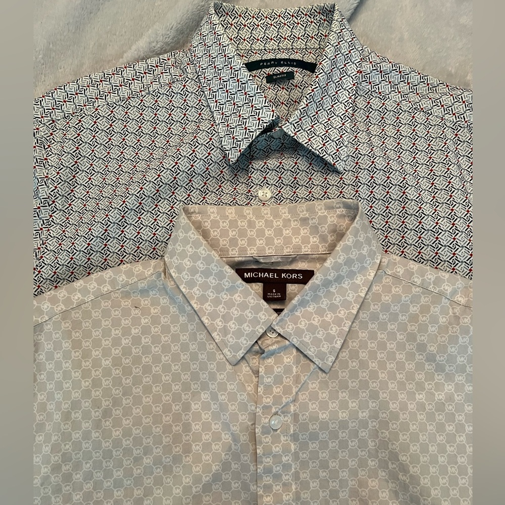 Set of Two Men’s Dress Shirts. Michael Kors and Perry Ellis
